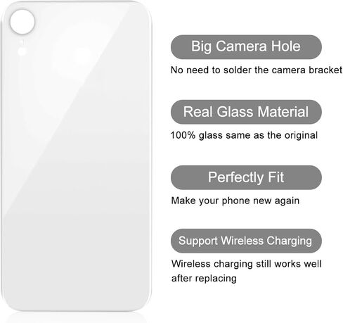 استبدال الزجاج الخلفي لـ iPhone XR (A1984 A2105 A2106 A2107 A2108) جميع شركات الطيران لا توجد مجموعة أدوات إصلاح (لـ XR White) (أبيض) in Kuwait