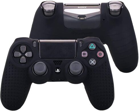 يورها مرصعة بالسيليكون الغلاف العلوي العلوي ل Sony PS4/Slim/Pro Dualshock 4 Controller x 1 (أسود) مع قبضة الإبهام Pro X 8 in Saudi Arabia