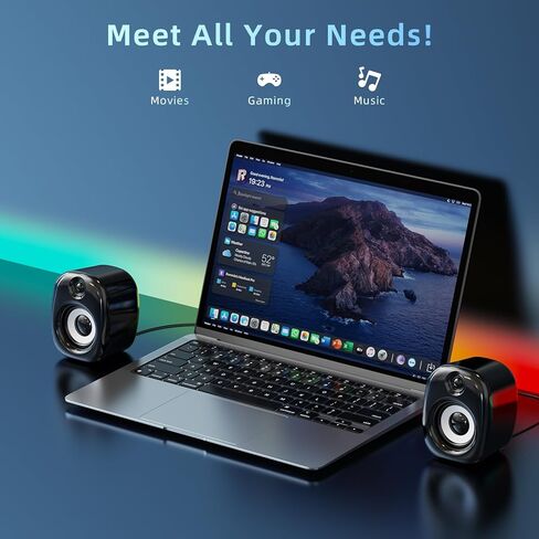 Desktop Speakers,Computer Speakers for Desktop PC,Desktop Gaming Speakers,Small Computer Speakers USB Powered 3.5mm Aux Speaker for PC,Laptop,Tablet,Monitor,Phone, Black in Kuwait