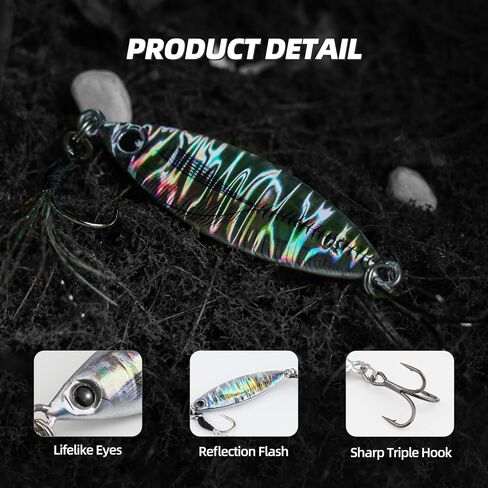 Rattle Jigging Spoons Fishing Lures – 3PCS Hard Baits, 3 Unique Styles – Sinking Vibration Bait for Bass, Pike, Trout – Freshwater & Saltwater Fishing Lure Set in Kuwait