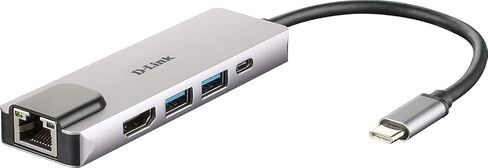D-Link DUB-M520 5-in-1 USB-C HUB مع توصيل الطاقة ، HDMI 1.4 ، Gigabit Ethernet RJ-45 و 2 USB 3.0 منافذ MacBook Pro 2016 أو لاحقًا ، MacBook Air 2018 ، Chromebook و Surface Pro 7 in Saudi Arabia