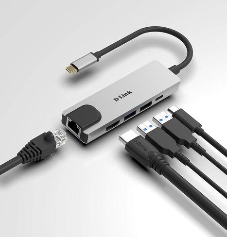 D-Link DUB-M520 5-in-1 USB-C HUB مع توصيل الطاقة ، HDMI 1.4 ، Gigabit Ethernet RJ-45 و 2 USB 3.0 منافذ MacBook Pro 2016 أو لاحقًا ، MacBook Air 2018 ، Chromebook و Surface Pro 7 in Saudi Arabia