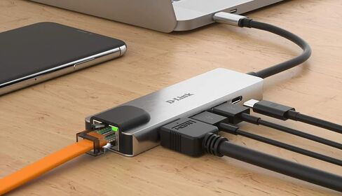 D-Link DUB-M520 5-in-1 USB-C HUB مع توصيل الطاقة ، HDMI 1.4 ، Gigabit Ethernet RJ-45 و 2 USB 3.0 منافذ MacBook Pro 2016 أو لاحقًا ، MacBook Air 2018 ، Chromebook و Surface Pro 7 in Saudi Arabia