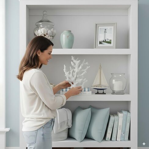 Decorative Sea Coral - 9.5x7.5x3.5" Coral Reef Decor - Small White Coral Decor for Beach House - White Coral Reef Decor - Decorative Coral Pieces - Sea Coral Decor - Perfect for Aquariums - Fish Tanks in Saudi Arabia