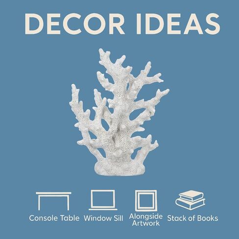 Decorative Sea Coral - 9.5x7.5x3.5" Coral Reef Decor - Small White Coral Decor for Beach House - White Coral Reef Decor - Decorative Coral Pieces - Sea Coral Decor - Perfect for Aquariums - Fish Tanks in Saudi Arabia