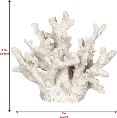 Decorative Sea Coral - 9.5x7.5x3.5" Coral Reef Decor - Small White Coral Decor for Beach House - White Coral Reef Decor - Decorative Coral Pieces - Sea Coral Decor - Perfect for Aquariums - Fish Tanks in Saudi Arabia