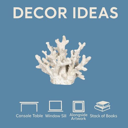 Decorative Sea Coral - 9.5x7.5x3.5" Coral Reef Decor - Small White Coral Decor for Beach House - White Coral Reef Decor - Decorative Coral Pieces - Sea Coral Decor - Perfect for Aquariums - Fish Tanks in Saudi Arabia