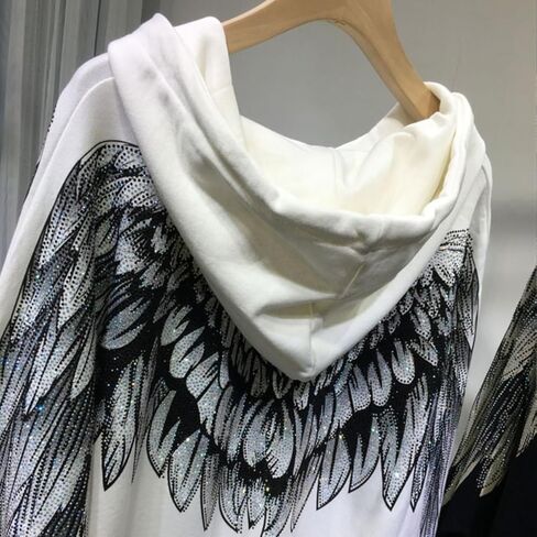 Hollir Tiger Oversized Hoodie for Women Rhinestone Graphic Y2k Pullover Sweatshirt Long Sleeve Tops Streetwear in Kuwait