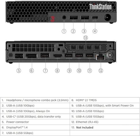 Lenovo ThinkStation P3 Tiny Gen 2 Workstation with Intel Core Ultra 7 265 VPRO Processor ، NVIDIA RTX A1000 8GB GDDR6 Graphics ، 32GB DDR5-5600MT MEMIME in Saudi Arabia