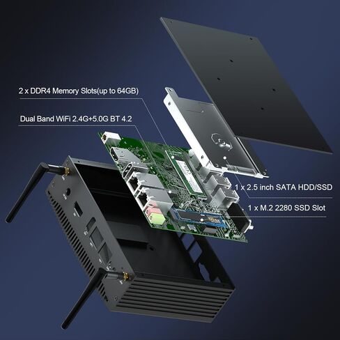 Histton Mini Mini PC PC ، Dual Core Core I5-8265U ، DDR4 16GB RAM 512GB SSD ، 2 RS232 COM ، 2 LAN ، 2 HD DUAL OUTPUT in Kuwait