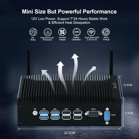 Histton Mini Mini PC PC ، Dual Core Core I5-8265U ، DDR4 16GB RAM 512GB SSD ، 2 RS232 COM ، 2 LAN ، 2 HD DUAL OUTPUT in Kuwait