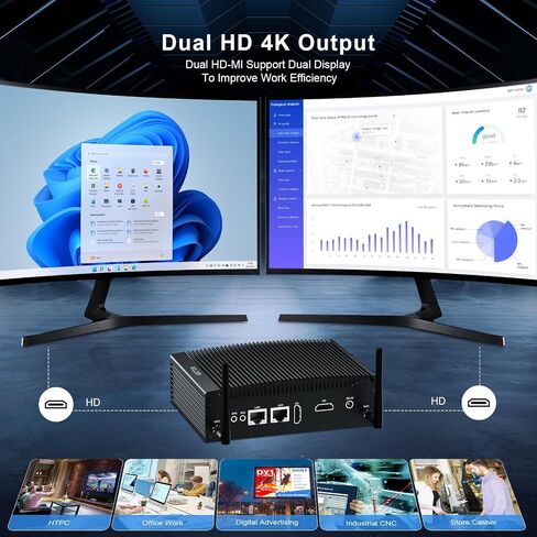 Histton Mini Mini PC PC ، Dual Core Core I5-8265U ، DDR4 16GB RAM 512GB SSD ، 2 RS232 COM ، 2 LAN ، 2 HD DUAL OUTPUT in Kuwait