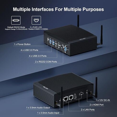 Histton Mini Mini PC PC ، Dual Core Core I5-8265U ، DDR4 16GB RAM 512GB SSD ، 2 RS232 COM ، 2 LAN ، 2 HD DUAL OUTPUT in Kuwait