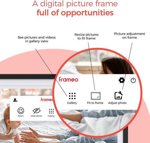Digital Picture Frame,15.6 Inch Large Frameo Digital Photo Frame WiFi, 32GB,1920 * 1080 IPS HD Touch Screen,Tabletop&Wall-Mounted,Digital Frame Share Photos and Videos via Frameo App in Kuwait
