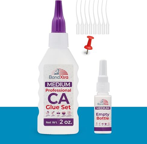 BondXtra Thick Viscosity 4 oz. Premium CA Glue for Woodworking with Extra Bottles, Caps and Microtips, Super Glue Kit for Woodturning, Plastic, Wood and DIY Craft in Saudi Arabia