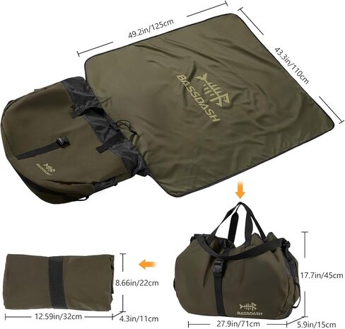 BASSDASH WADER BAG قابلة للطي مع تغيير حزام كتف حصيرة مخزنة شبكية لتخزين الحذاء لصيد السفر المشي لمسافات طويلة 27.9 "L x 5.9" W x 17.7 "H FP08 in Saudi Arabia