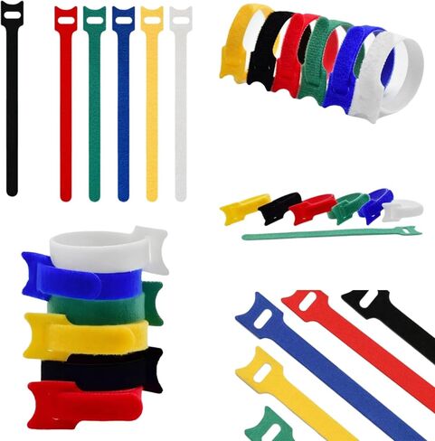 60 Pcs Reusable Fastener Straps - 6 Inch Cable Management Ties, Adjustable Hook & Loop Organizer Straps for Home, Office and Data Centers,Mix Color in Saudi Arabia
