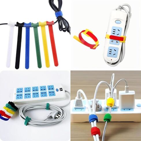 60 Pcs Reusable Fastener Straps - 6 Inch Cable Management Ties, Adjustable Hook & Loop Organizer Straps for Home, Office and Data Centers,Mix Color in Saudi Arabia
