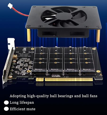 PH44F 4*NVMe PCIE X16 Split Card 4 * 32Gbps Motherboard PCIE RAID Splitter Expansion Controller Card Compatible with M.2 M Key SSD 2230 2242 2260 2280 in Saudi Arabia
