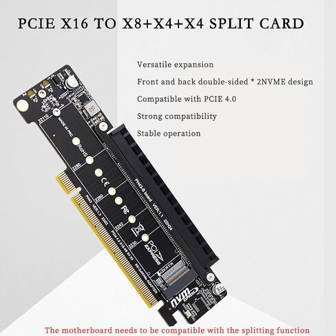 PH43 PCIE4.0 x16 إلى X8 x4 x4 split expression card dual NVME محول متوافق مع M.2 NVME 2230 2242 2260 2280 22110 SSD in Saudi Arabia