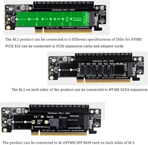 PH43 PCIE4.0 x16 إلى X8 x4 x4 split expression card dual NVME محول متوافق مع M.2 NVME 2230 2242 2260 2280 22110 SSD in Saudi Arabia