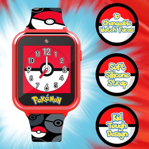 Accutime Pokemon Pokeball Touchnen Kids Watch Smart Watch - لعبة Red Interactive Educational Toy Watch مع الكاميرا ، الإنذار ، الآلة الحاسبة للأولاد والبنات - POK4230AZ in Kuwait