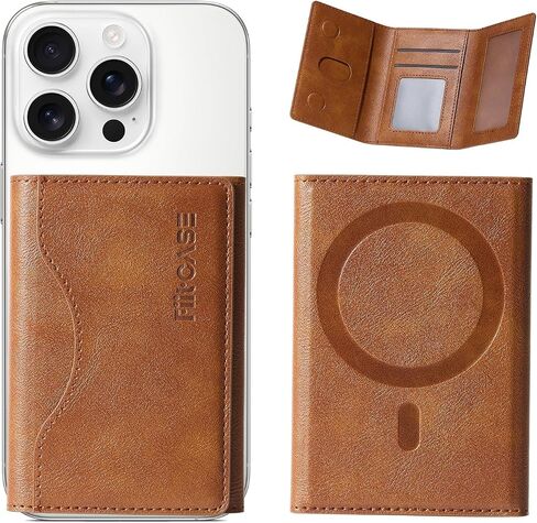 لمحفظة Magsafe Wallet Magnetic Trifold Card Magnet محفظة بسيطة للهاتف متوافقة مع iPhone 16/15/14/13/12 Pro Max Plus ولحالات Magsafe ، جلد PU المتميز (بني فاخر) in Saudi Arabia