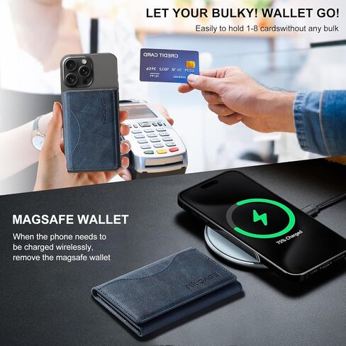 لمحفظة Magsafe Wallet Magnetic Trifold Card Magnet محفظة بسيطة للهاتف متوافقة مع iPhone 16/15/14/13/12 Pro Max Plus ولحالات Magsafe ، جلد PU المتميز (بني فاخر) in Saudi Arabia