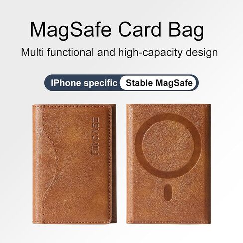 لمحفظة Magsafe Wallet Magnetic Trifold Card Magnet محفظة بسيطة للهاتف متوافقة مع iPhone 16/15/14/13/12 Pro Max Plus ولحالات Magsafe ، جلد PU المتميز (بني فاخر) in Saudi Arabia