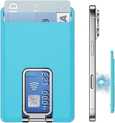 Magnetic Card Wallet Holder with MagSafe & Metal Stand for iPhone 16 Series/Plus & 15 Series, Clear/Gold in Saudi Arabia