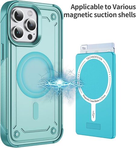 Magnetic Card Wallet Holder with MagSafe & Metal Stand for iPhone 16 Series/Plus & 15 Series, Clear/Gold in Saudi Arabia