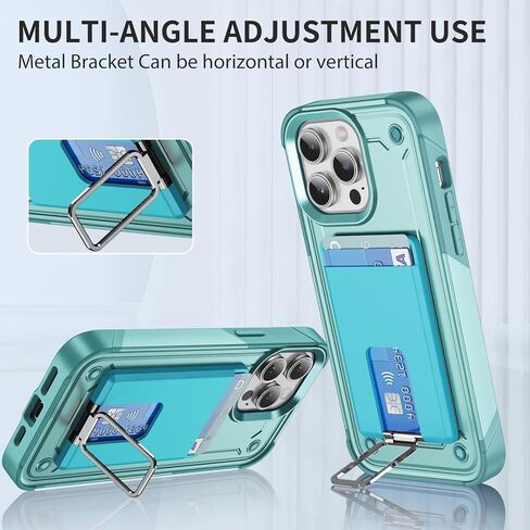 Magnetic Card Wallet Holder with MagSafe & Metal Stand for iPhone 16 Series/Plus & 15 Series, Clear/Gold in Saudi Arabia