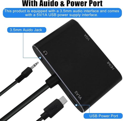 New VGA to HDMI+VGA Adapter for Dual Monitors, VGA to HDMI Adapter Splitter 2 in 1,1080P@60HZ Full HD Display Video Converter for PC Laptop Link Monitor/HDTV/Projector in Kuwait