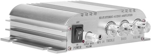 مضخم سيارة 12V 2.0 باس ثقيل HI FI 2.1 قناة ستيريو الصوت المصغرة أمبير للسيارة فضي للدراجات النارية in Saudi Arabia