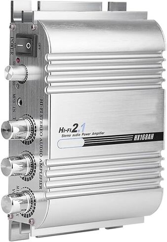مضخم سيارة 12V 2.0 باس ثقيل HI FI 2.1 قناة ستيريو الصوت المصغرة أمبير للسيارة فضي للدراجات النارية in Saudi Arabia