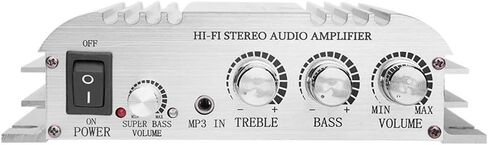مضخم سيارة 12V 2.0 باس ثقيل HI FI 2.1 قناة ستيريو الصوت المصغرة أمبير للسيارة فضي للدراجات النارية in Saudi Arabia