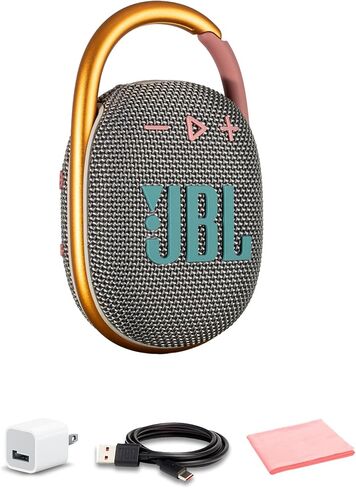 مقطع JBL 4 مكبر صوت بلوتوث المحمول مع Carabiner المدمج | مكبرات الصوت اللاسلكية المضادة للماء IP67 للسفر والهواء الطلق | صوت جريء ، عمر بطارية طويل (أزرق) + محول USB + قطعة قماش من الألياف الدقيقة in Kuwait