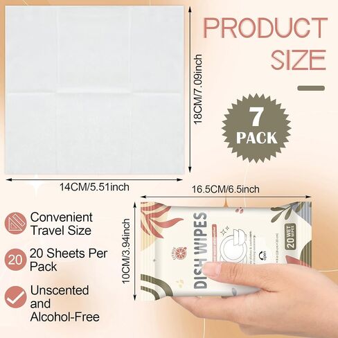 7 Pack Camping Dish Wipes Travel Dish Soap Cruise Cleaning Essentials 140 Count Mini Cleaning Soap Travel Size Portable Camping Personal Care Products in Saudi Arabia