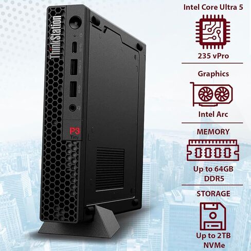 Lenovo ThinkCentre P3 Tiny AI Workstation Desktop ، Intel Core Ultra 5 235 VPRO ، Intel ARC Graphics ، 32GB DDR5 ، 1TB SSD ، DP ، HDMI ، Wi-Fi 6 ، Windows 11 Pro in Kuwait