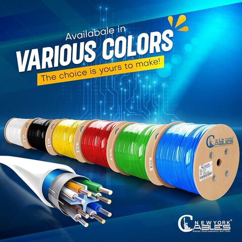 كابلات NewYork Cables Cat6 محمية 1000 قدم - 100 ٪ موصلات النحاس العارية الصلبة - Poe ++ دعم ، 23 AWG ، 550 ميجا هرتز درع إحباط إجمالي (F/UTP) - تعزيز شبكتك بسرعة عالية (خضراء) in Kuwait