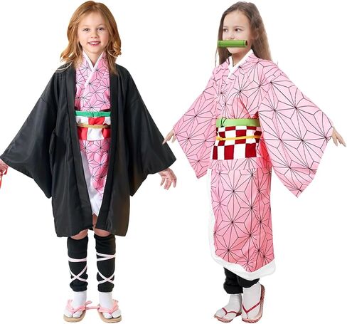 Kitimi Kamado Anime Cosplay Costume Kimono Outfit, Anime Costume Kids Halloween Costume, Halloween Costume for Boys Girls in Kuwait