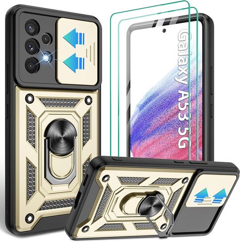 بالنسبة إلى Samsung Galaxy A53 5G Case مع 2 حامي شاشة HD + غطاء الكاميرا الشريحة ، و 360 درجة من RING Ring Ring [GLAINT STROWRACKPRAIN in Kuwait
