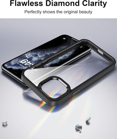 HOOMIL Case for iPhone 13 Mini Phone Cover with 2-Pack Tempered Glass Screen Protector, Non-Yellowing, Drop Protection, Anti-Scratch, Transparent, Hard Back - Crystal Clear in Kuwait