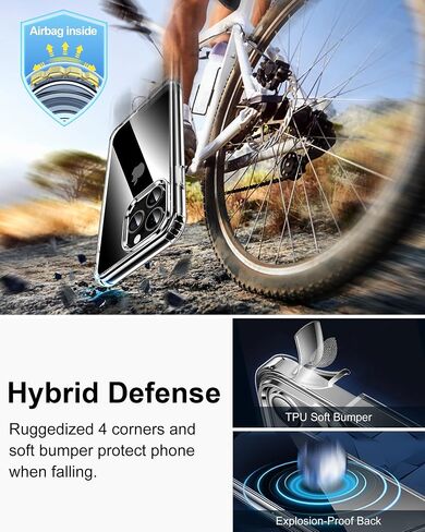 HOOMIL Case for iPhone 13 Mini Phone Cover with 2-Pack Tempered Glass Screen Protector, Non-Yellowing, Drop Protection, Anti-Scratch, Transparent, Hard Back - Crystal Clear in Kuwait