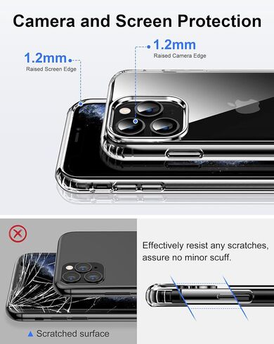 HOOMIL Case for iPhone 13 Mini Phone Cover with 2-Pack Tempered Glass Screen Protector, Non-Yellowing, Drop Protection, Anti-Scratch, Transparent, Hard Back - Crystal Clear in Kuwait