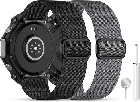 نايلون نطاقات متوافقة مع Amazfit Trex 3 Watch Band ، Flastic Watch Band for Trex 3 ، نطاقات مراقبة بديلة متينة للرجال (2 عبوة) in Kuwait