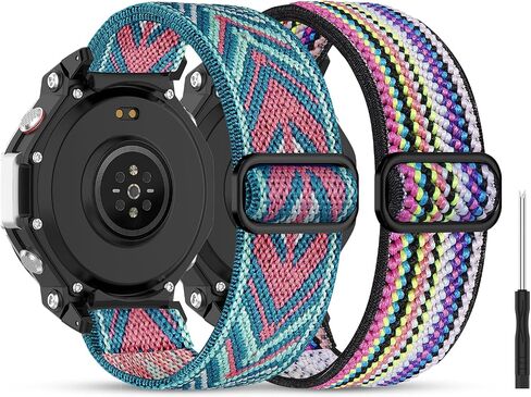 نايلون نطاقات متوافقة مع Amazfit Trex 3 Watch Band ، Flastic Watch Band for Trex 3 ، نطاقات مراقبة بديلة متينة للرجال (2 عبوة) in Kuwait