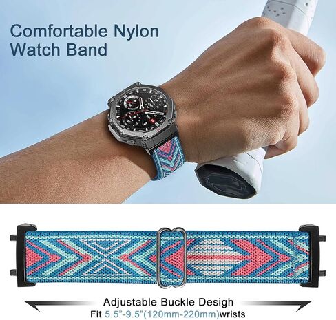 نايلون نطاقات متوافقة مع Amazfit Trex 3 Watch Band ، Flastic Watch Band for Trex 3 ، نطاقات مراقبة بديلة متينة للرجال (2 عبوة) in Kuwait