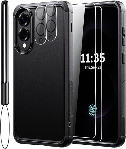 for Samsung Galaxy s25 case - 15FT Military-Grade Drop Protection, with Screen Protector & Camera Lens Protector, Heavy Duty Phone Cover for Galaxy s25 case (Black) in Saudi Arabia
