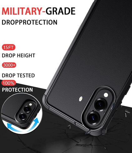 for Samsung Galaxy s25 case - 15FT Military-Grade Drop Protection, with Screen Protector & Camera Lens Protector, Heavy Duty Phone Cover for Galaxy s25 case (Black) in Saudi Arabia